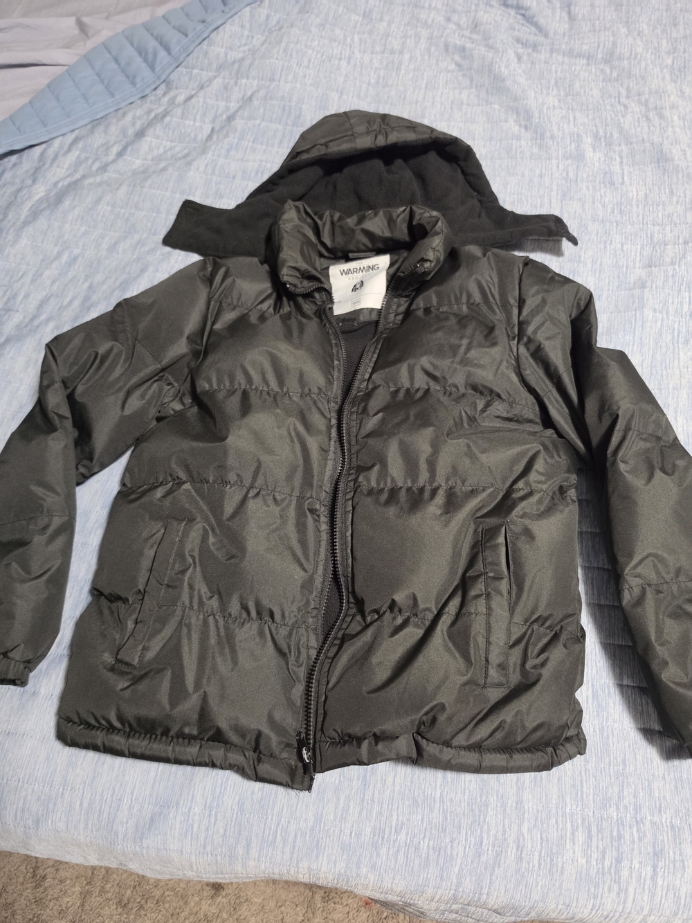 Kids Black Hooded Puffer Jacket